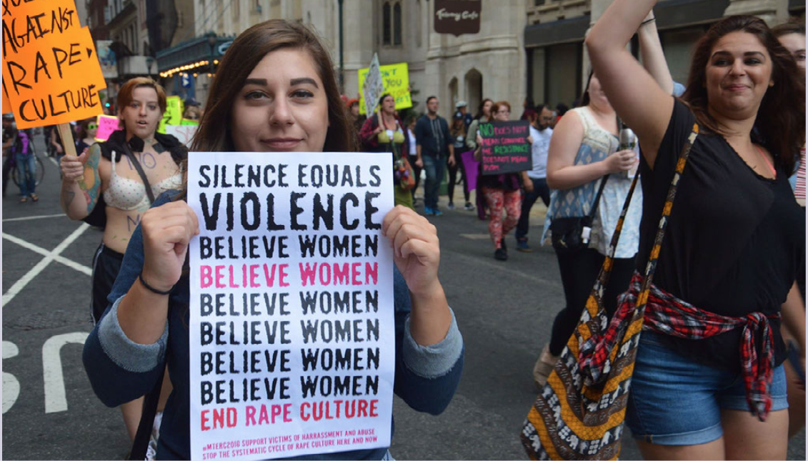 Protester at the 2018 Philadelphia "March to End Rape Culture." Photo: Eva Sheppard