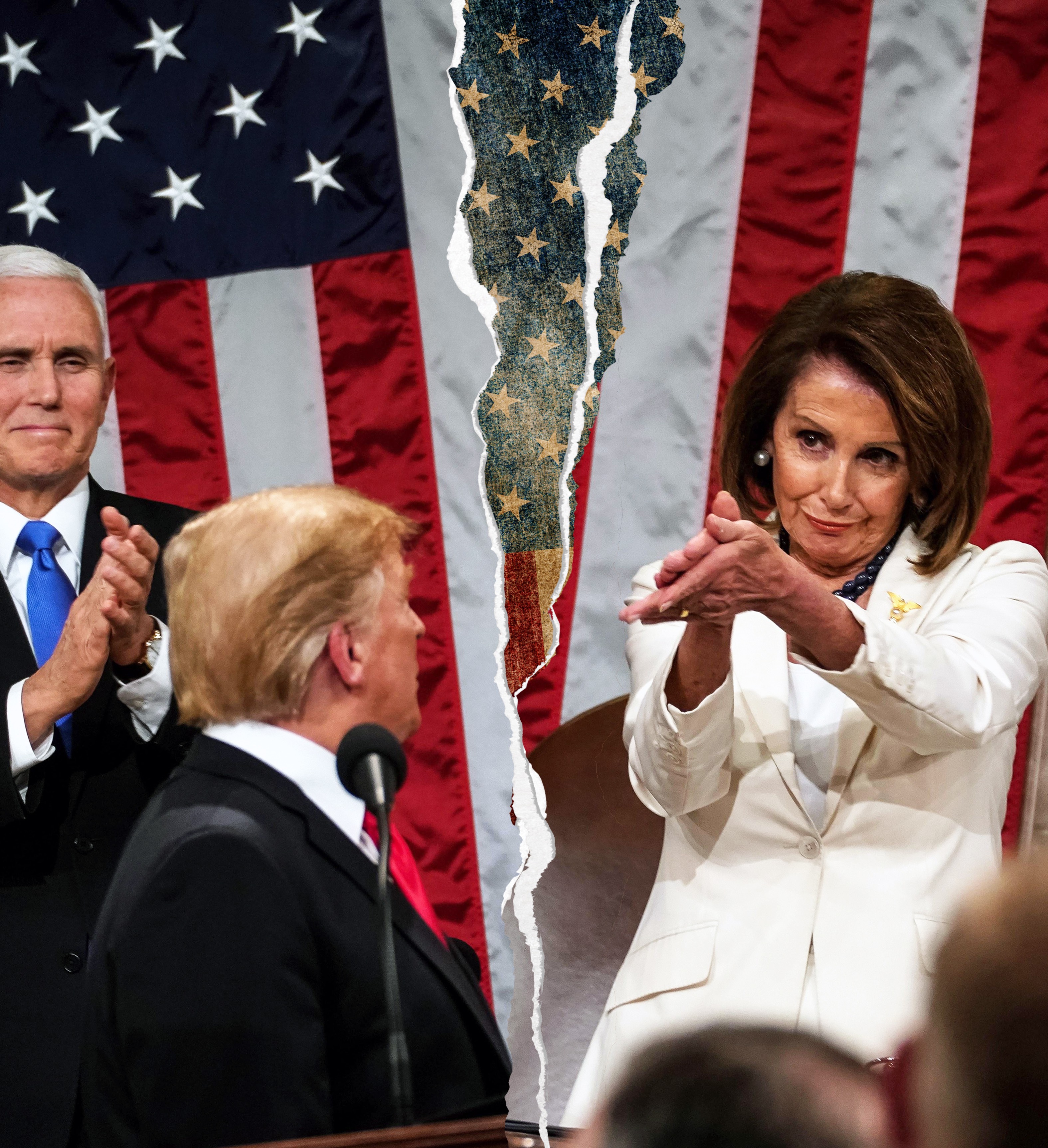 House Speaker Nancy Pelosi claps in the direction of President Donald Trump at the State of the Union. Photo: EFE.