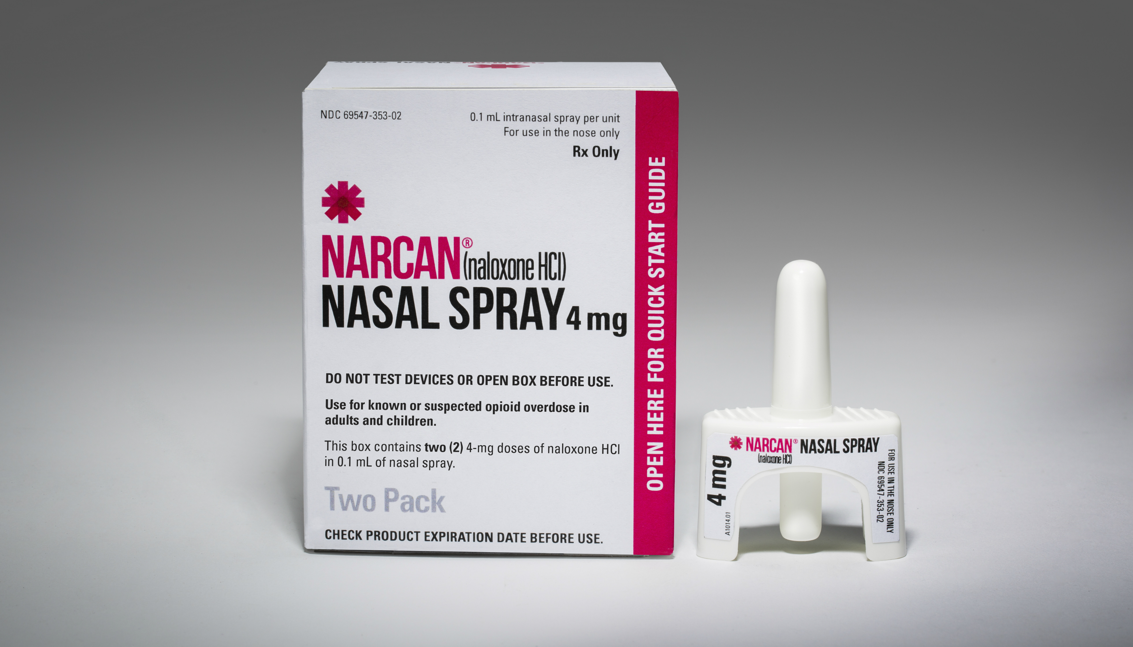 Narcan es una de los nombres comerciales de naloxone. Foto: Adapt Pharma
