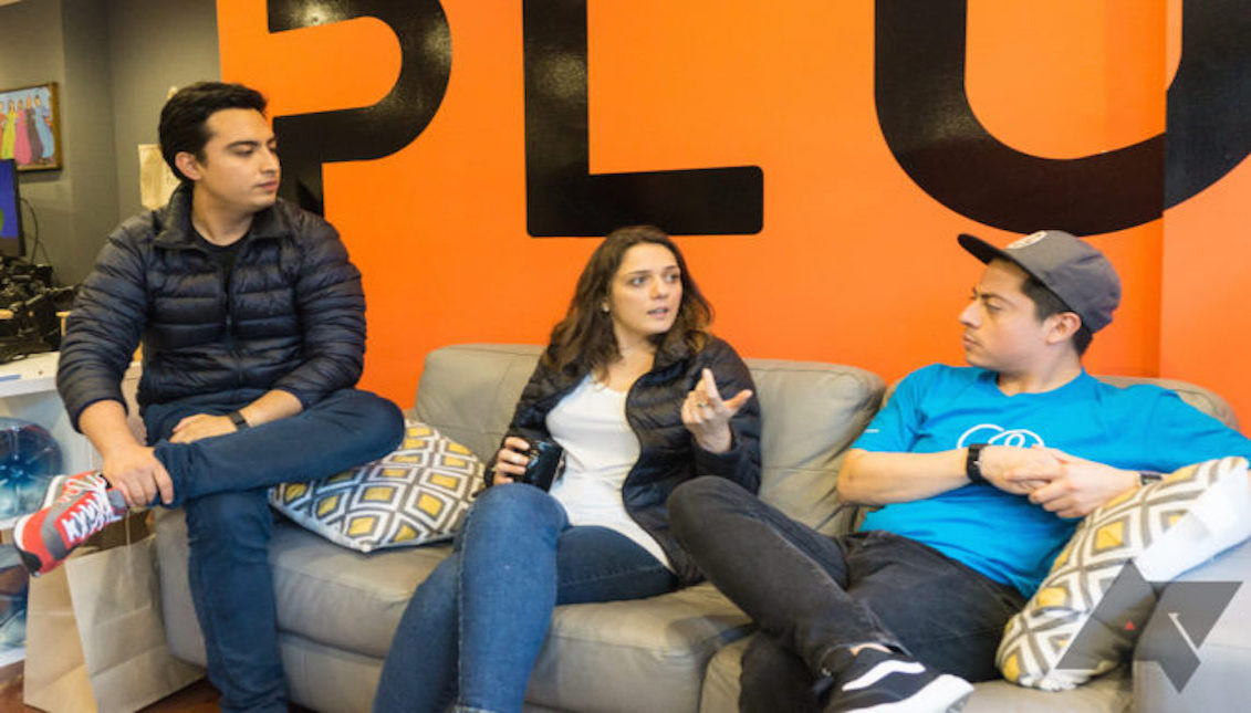 Food for All's co-founders David Rodriguez, Sabine Valenga and Victor Carreño in discussion at their office. Photo: Ryne Hager/Editor, Android Police.