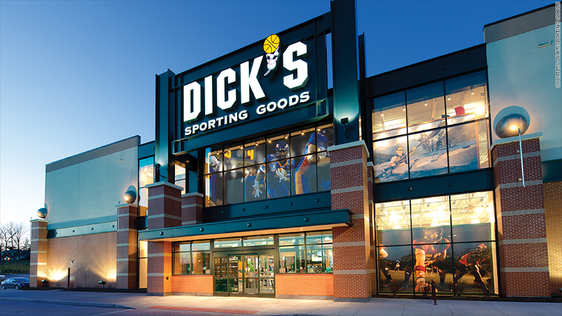 Image of the building of one of the largest retail stores in the country, Dick's Sporting Goods, which has decided to break ties with products that finance the National Rifle Association. Source: CNN Money.