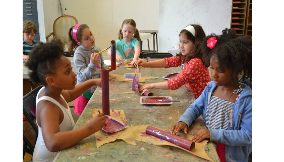 Kids  making musical instruments at PAFA summer art camp last year. Photo: PAFA