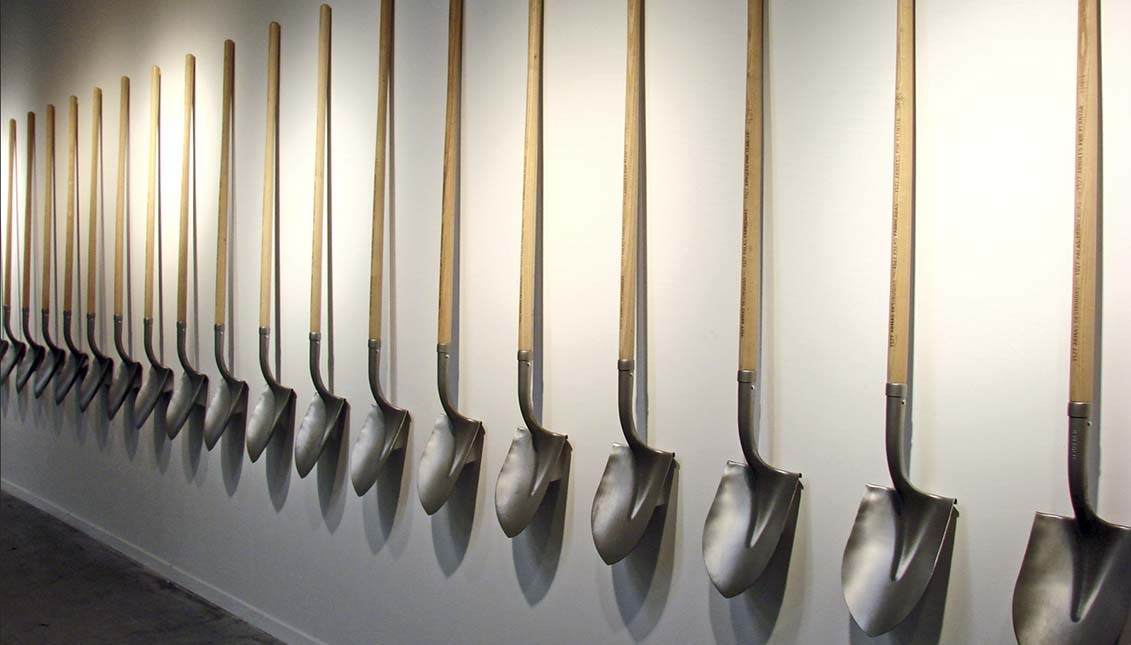 "Shovels for pistols" at the Lyon Biennale, 2009. Via Wikipedia. 