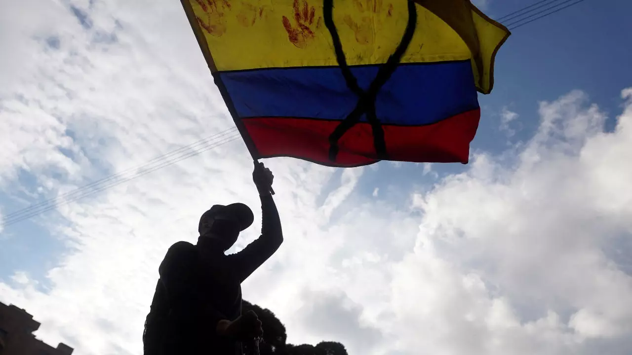 Colombian flag stained with blood. File image.