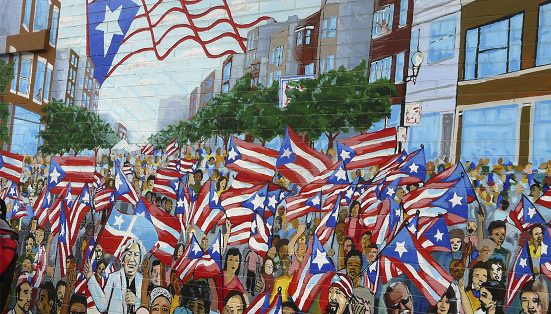 Un mural en el Paseo Boricua en Division Street de Chicago. Photo: Flickr.