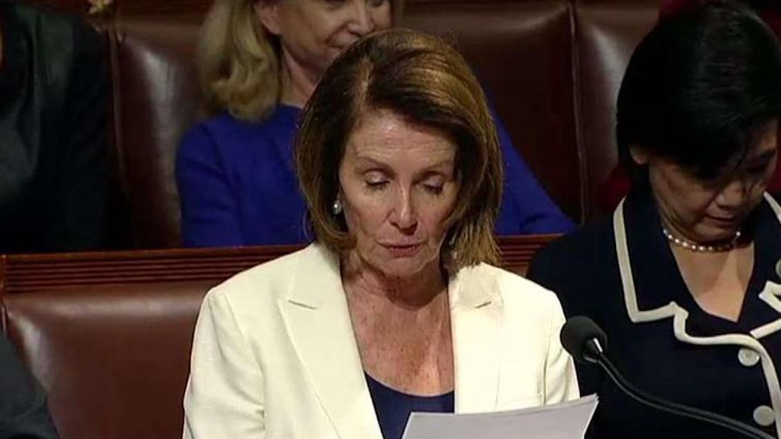 The Democratic Representative for the State of California, Nancy Pelosi during her speech in the Chamber. (Video courtesy of the Washington Post)