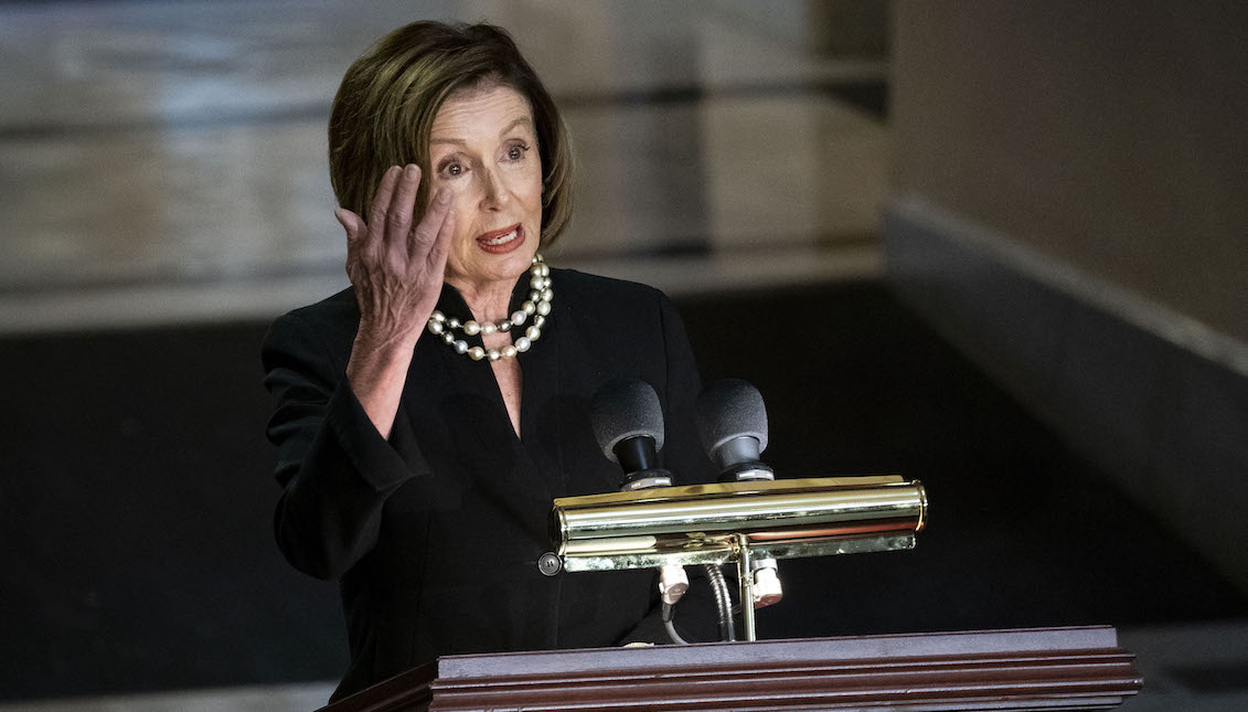 WASHINGTON, DC - OCTOBER 24: U.S. House Speaker Nancy Pelosi, a Democrat from California, speaks during a memorial service for late Maryland Representative Elijah Cummings in National Statuary Hall at the U.S. Capitol October 24, 2019 in Washington, DC. (Photo by Al Drago-Pool/Getty Images)