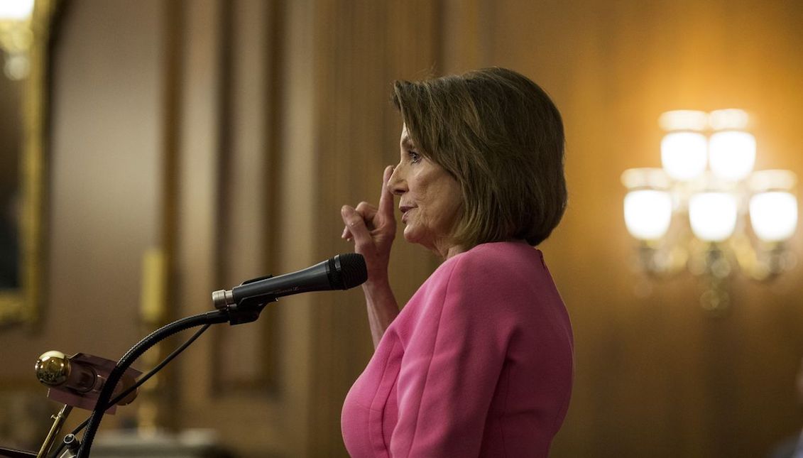 House Minority Leader Nancy Pelosi (D-CA) holds a news conference following the 2018 midterm elections at the Capitol Building on November 7, 2018, in Washington, DC.  Zach Gibson/Getty Images.