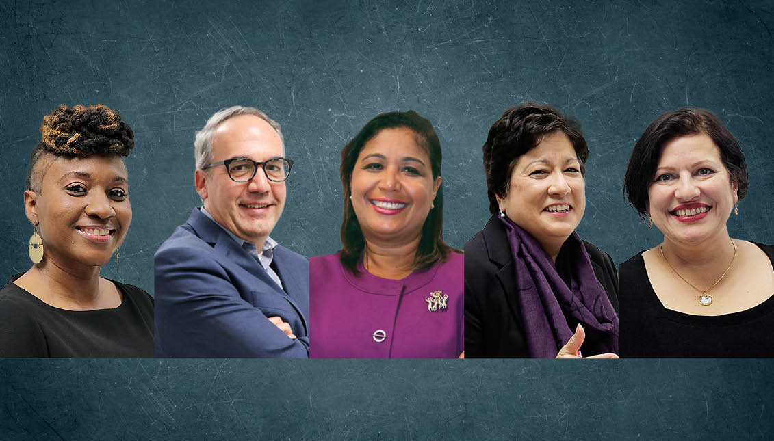 The five honorees for AL DÍA Hispanic Heritage Month Awards 2019. Left to right: Uva Coles, Manuel Trujillo, María Quiñones-Sánchez, and Nilda Iris Ruiz. 