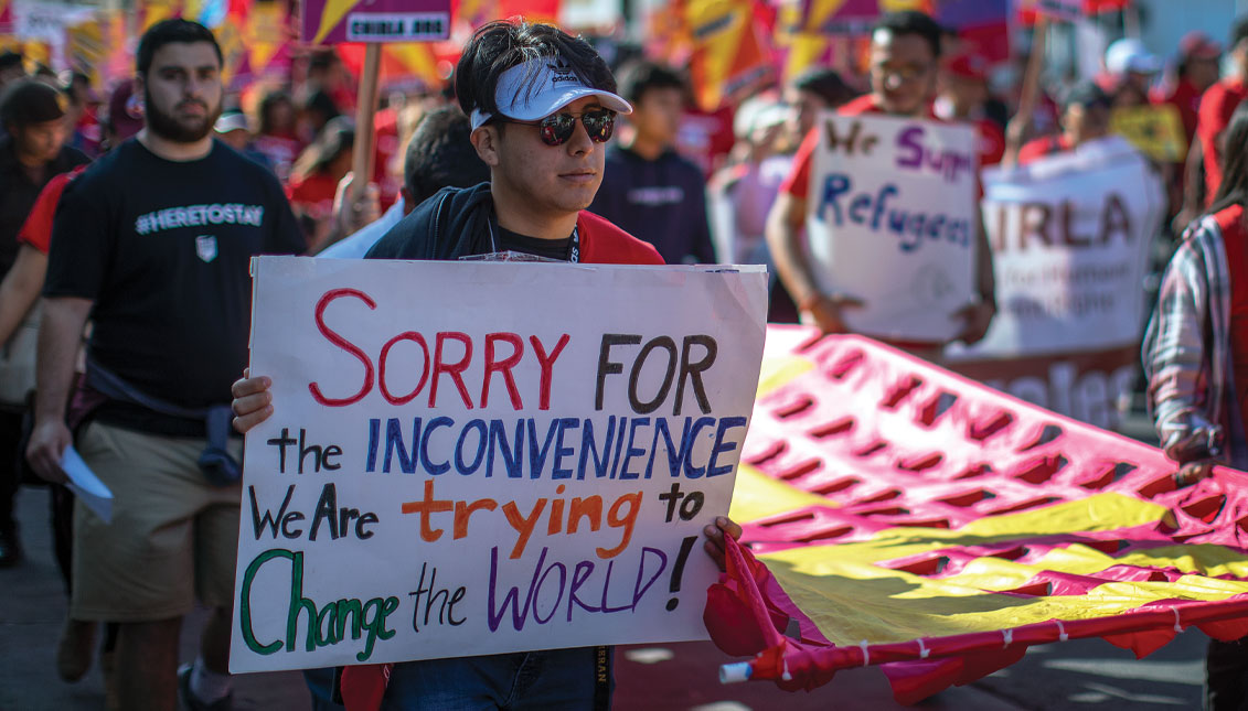 People are participating in multiple May Day marches and rallies around Los Angeles, calling for the support of labor and immigrant concerns such as wage improvement, immigration reform, and a citizenship question in the upcoming national census. Photo: David McNew / Getty Images