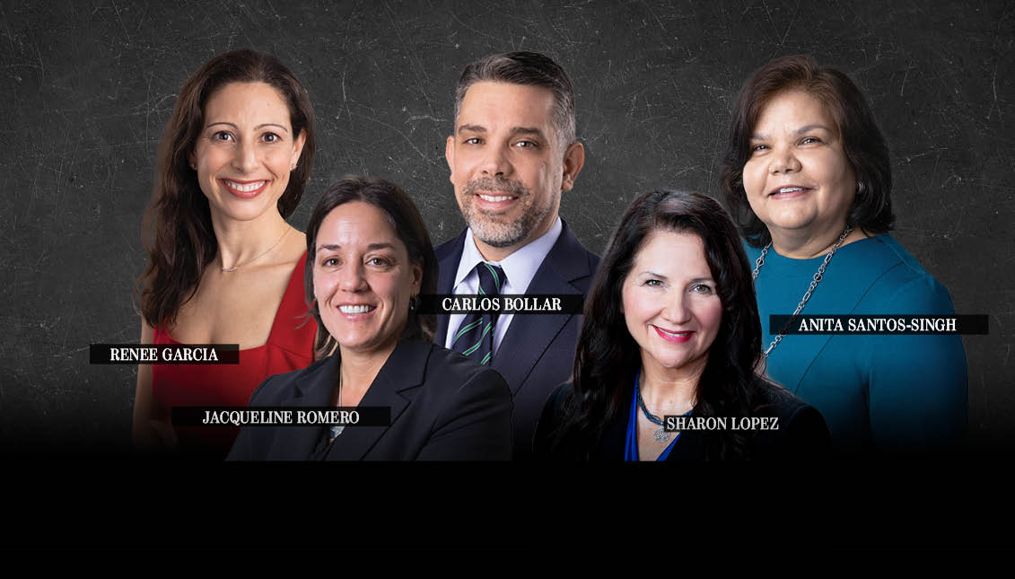 From a list of excellent candidates nominated in 2020, the Advisory Board, co-chaired by Jennifer Gomez-Hardy and Alex Gonzalez, chose these five honorees who represent the new generation of Latinx leaders in the practice of law.