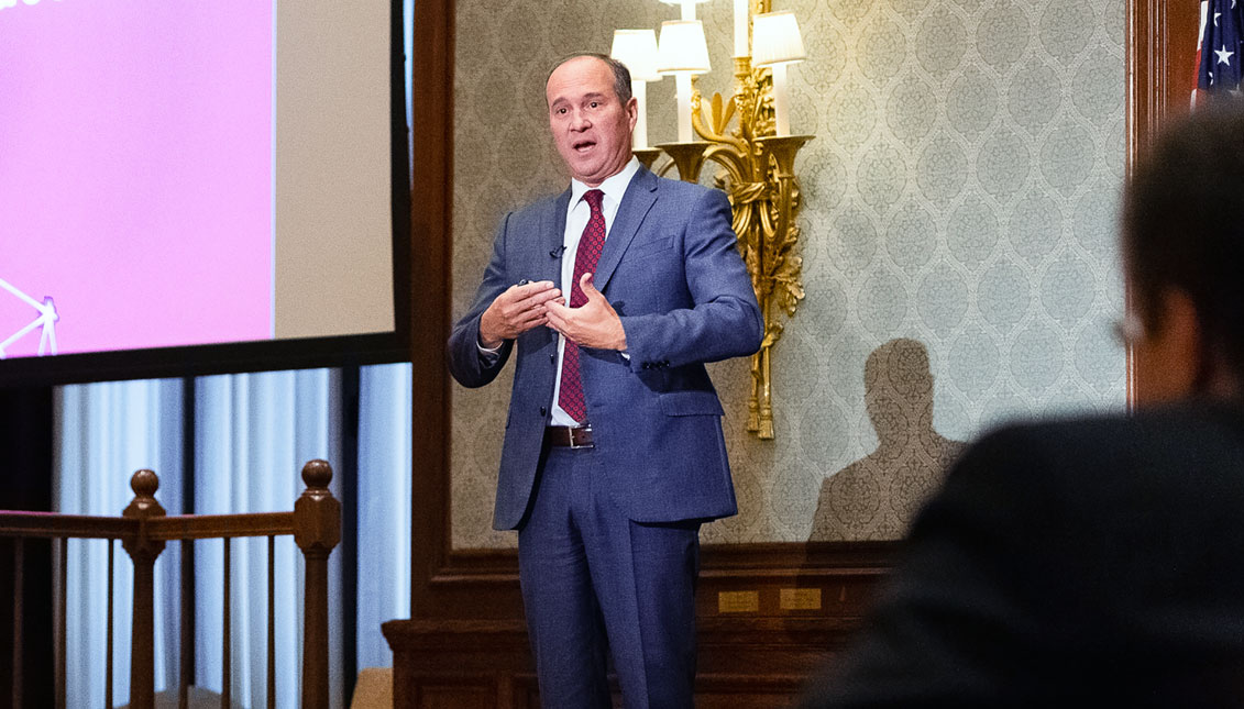 Joseph Dominguez speaks during the 2019 AL DÍA Global Speaker Series event. Photo: AL DÍA. 