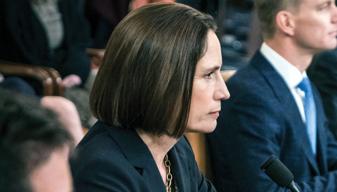 Fiona Hill, former National Security Council Russia expert, center, arrives for a House Intelligence Committee impeachment hearing on Capitol Hill, November 21, 2019. Photo: Getty Images