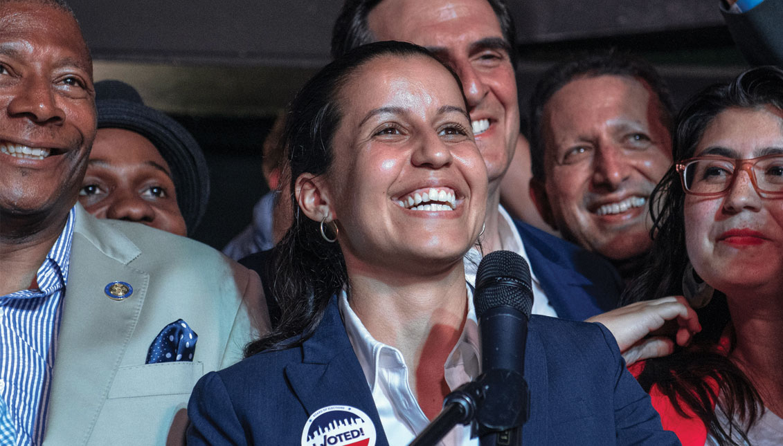 Publice defender Tiffany Cabán declares victory in the Queens District Attorney Democratic Primary election at her campaign watch party at La Boom nightclub, June 25, 2019, in the Queens borough of New York City. Running on a progressive platform that includes decriminalizing sex work and closing the Rikers Island jail, Cabán narrowly defeated Queens Borough President Melinda Katz and scored a shocking victory for city's the progressive grassroots network. Photo: Getty Images