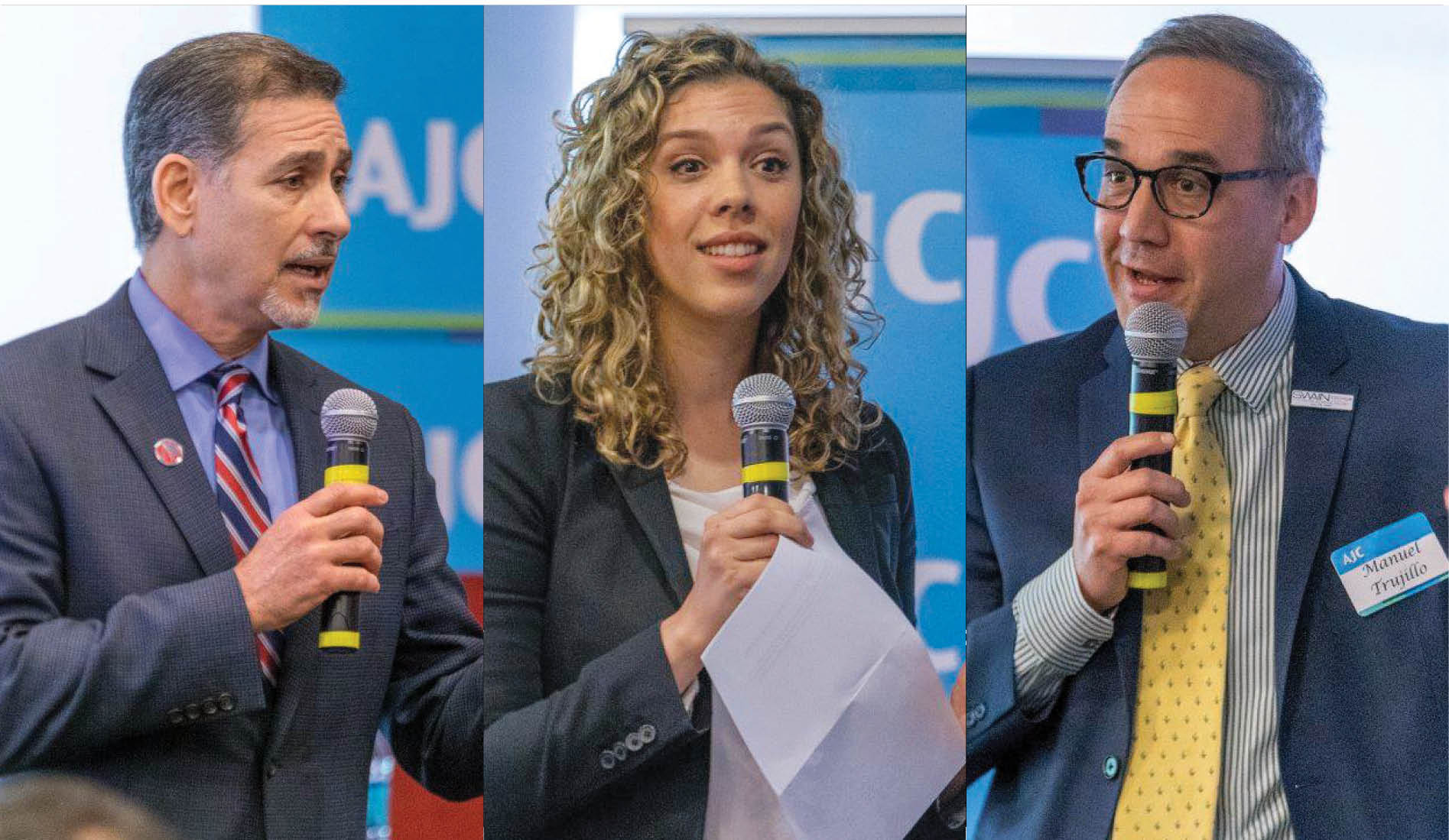 Anthony Lopez, CEO of Azzur Corporation; Nicole Marquis, CEO and founder of HipCityVeg Restaurants; and Manuel Trujillo, CEO and founder of Swain Technologies spoke at the Latino-Jewish Entrepreneurial Summit. (Photos provided by AJC Philadelphia)