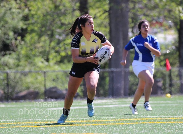 Caring De Freitas playing for Lindenwood University rugby team. Photo Courtesy of Caring De Freitas