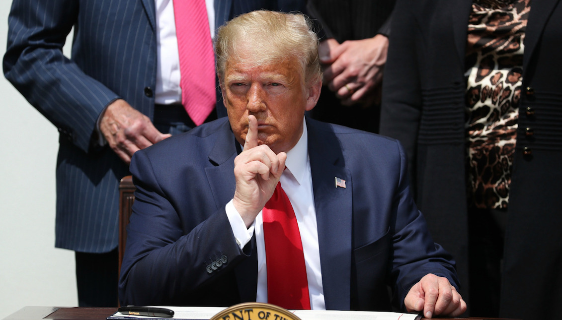 Donald Trump addresses reporters during a bill signing ceremony. CHIP SOMODEVILLA/GETTY IMAGES.