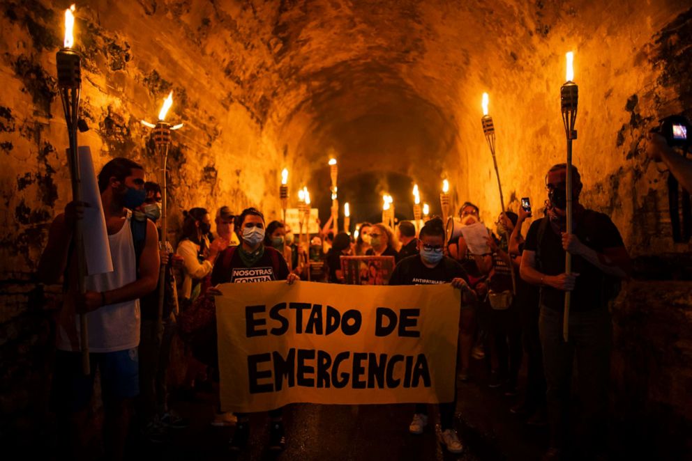 Feminist Collective demanding their rights in San Juan, Puerto Rico, Sept. 28, 2020. Photo by Ramon Tonito Zayas/GFR Media via GDA via AP, FILE