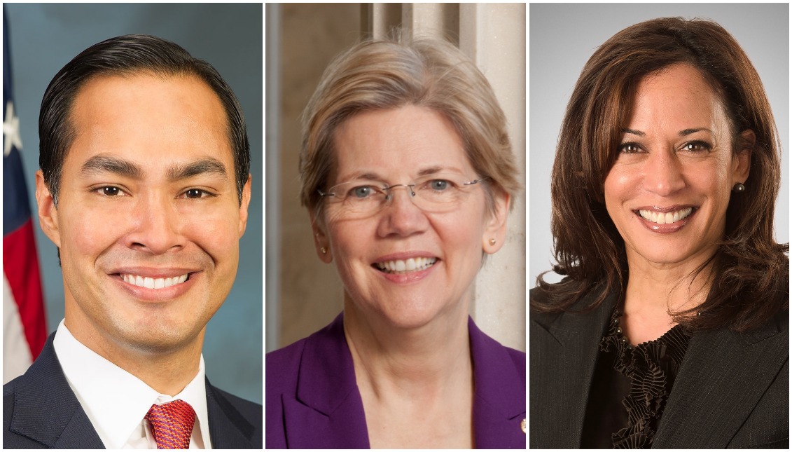 Julián Castro, Elizabeth Warren y Kamala Harris son tres de los nombres más sonados para las primarias demócratas hacia el 2020.