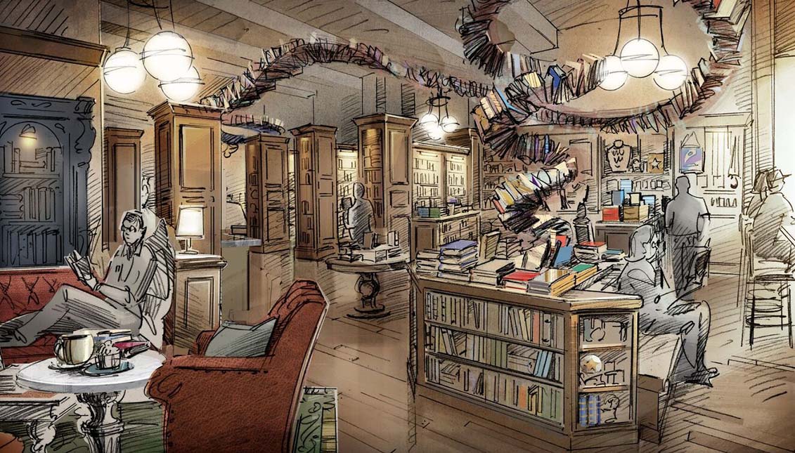 This will be the new Drama Book Shop in New York, designed by the "Hamilton" set designer David Korins.