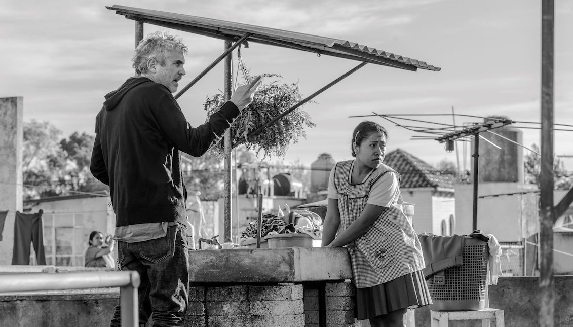 Photo courtesy of director Alfonso Cuarón while directing actress Yalitza Aparicio during the filming of "Roma,” nominated for 10 statuettes of the Óscar awards. EFE/Carlos Somonte/Netflix.