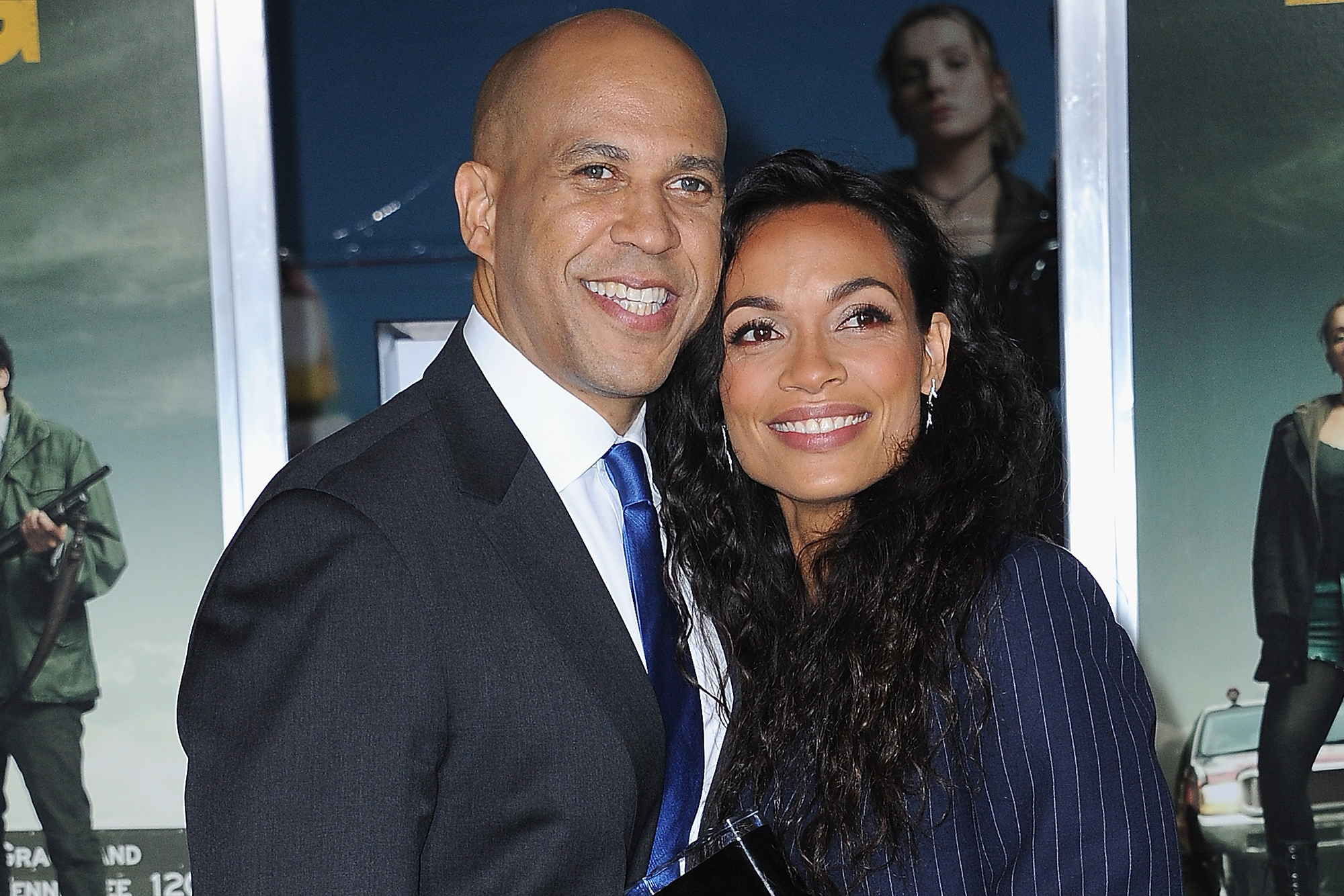 Rosario Dawson and Cory Booker. Getty Images.