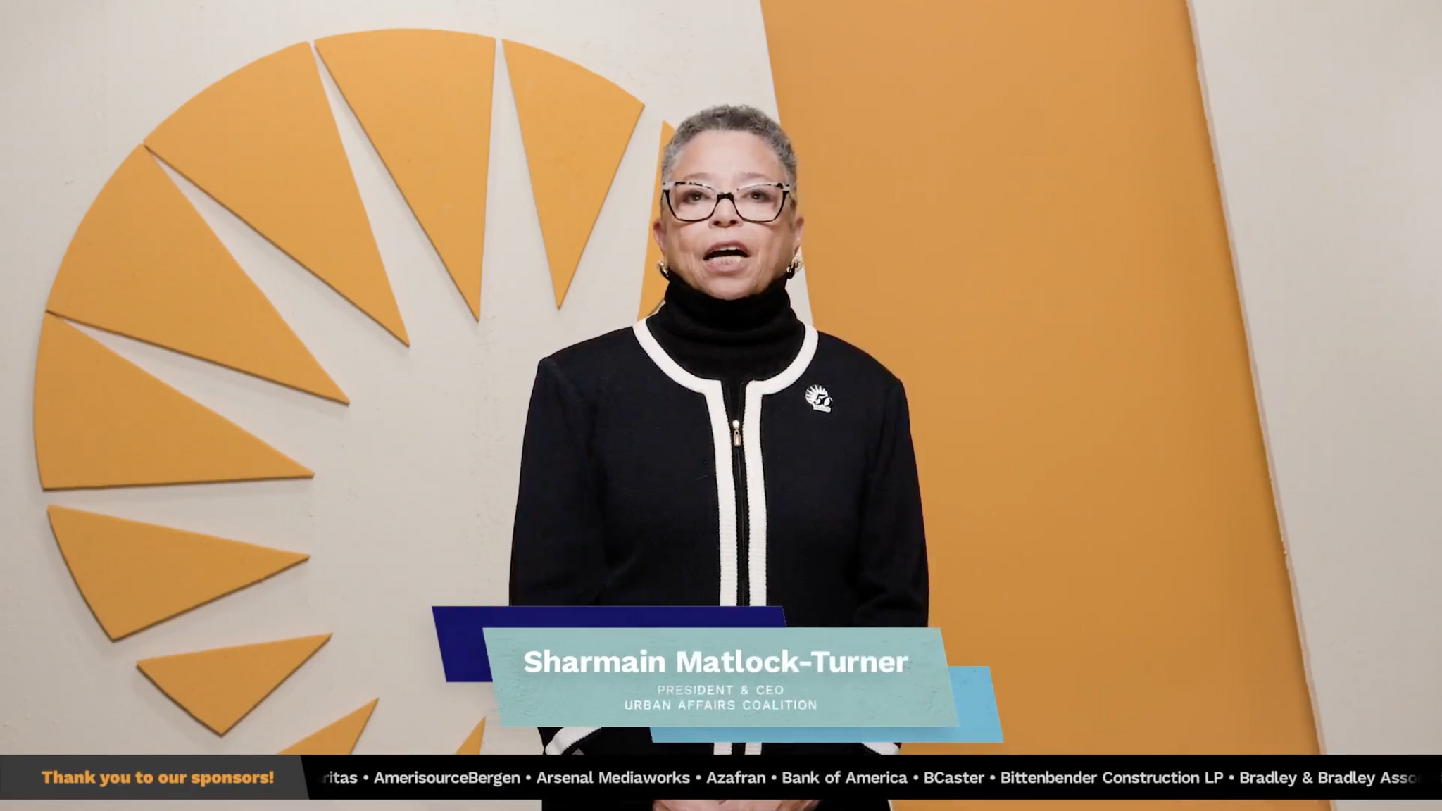 Sharmain Matlock-Turner, president and CEO of the Urban Affairs Coalition. UAC 52nd Anniversary virtual event screenshot. 