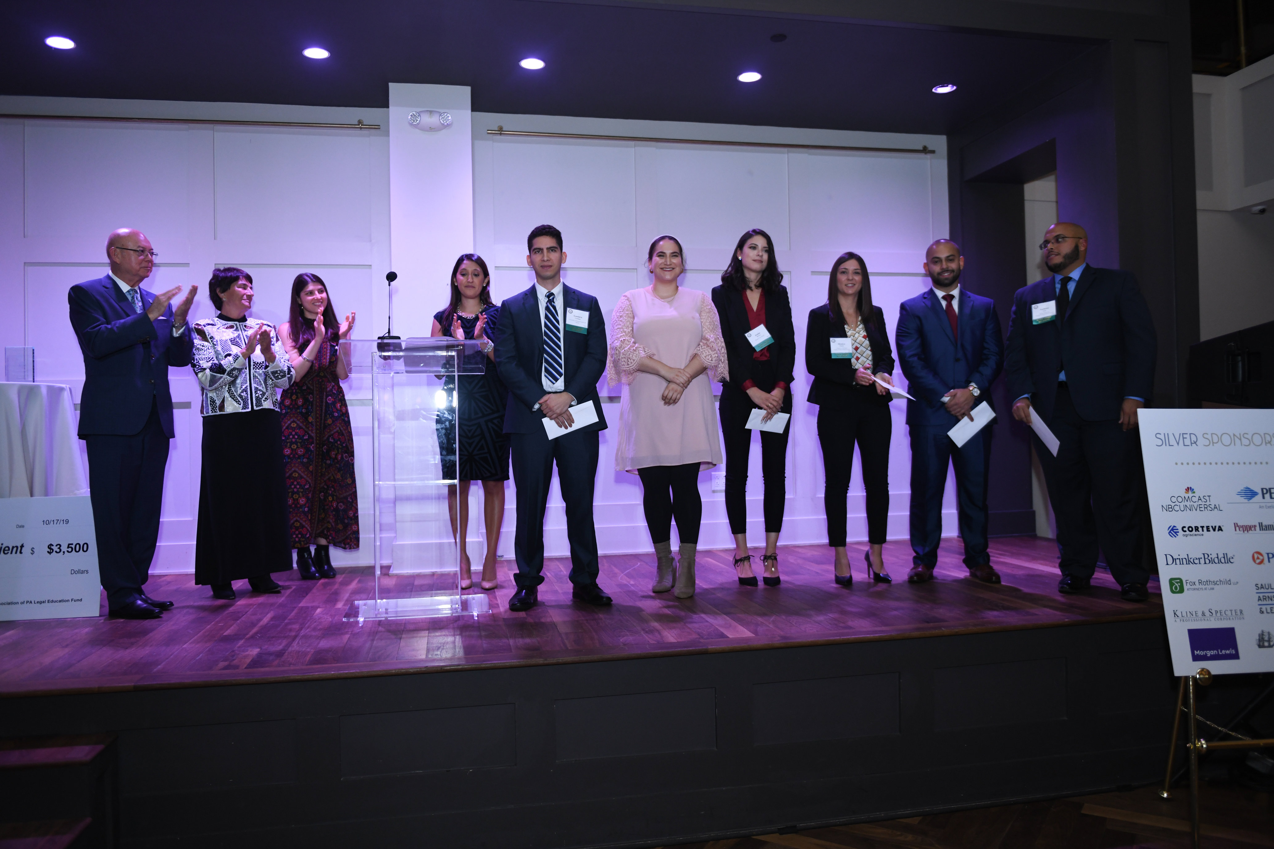 Law students are awarded scholarships at the 30th annual Hispanic Bar Association of Pennsylvania's scholarship reception event. Photo Credit: Hispanic Bar Association of Pennsylvania. 