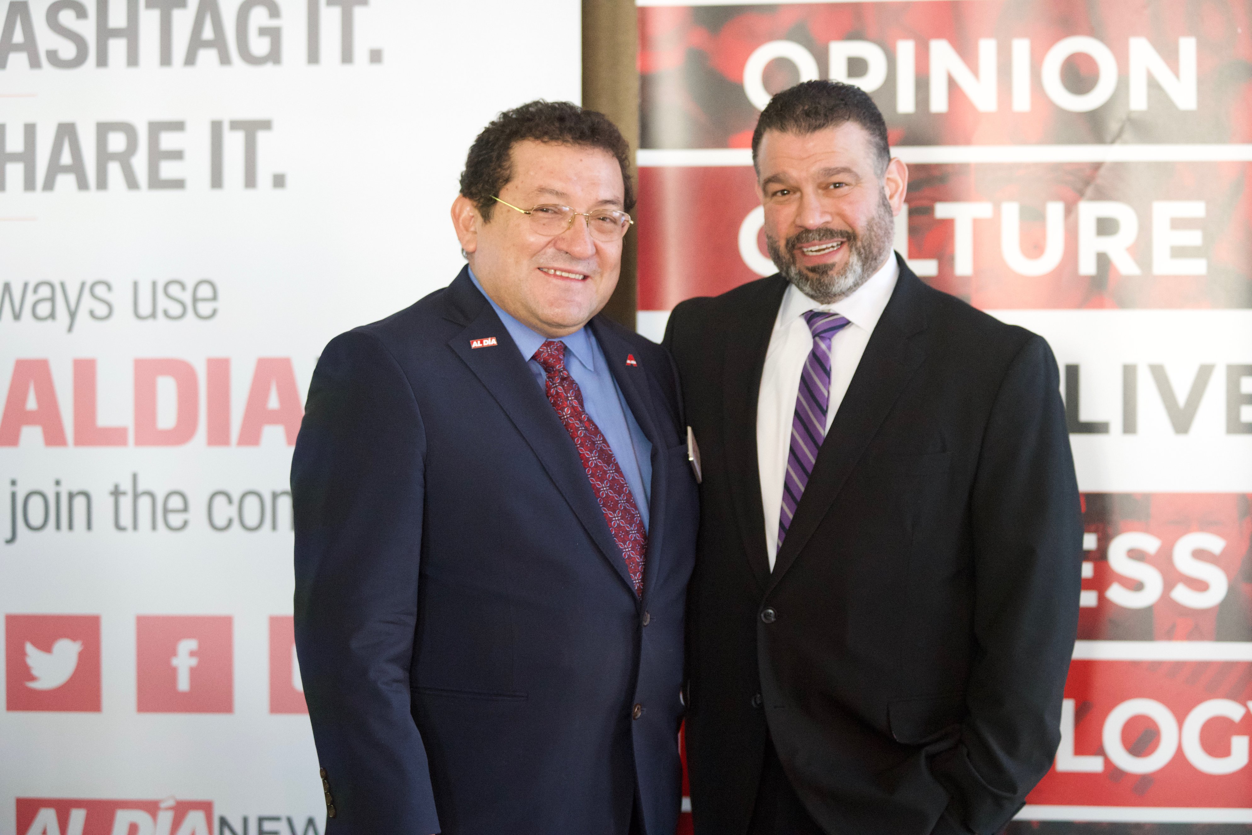 AL DÍA CEO and Editor in Chief Hernán Guaracao (left) with Pedro Rivera, secretary of the Department of Education of Pennsylvania, at the AL DÍA Higher Ed Leaders Summit 2019 on Jan. 31 in Philadelphia, PA. Photo: Alan Simpson / AL DÍA News