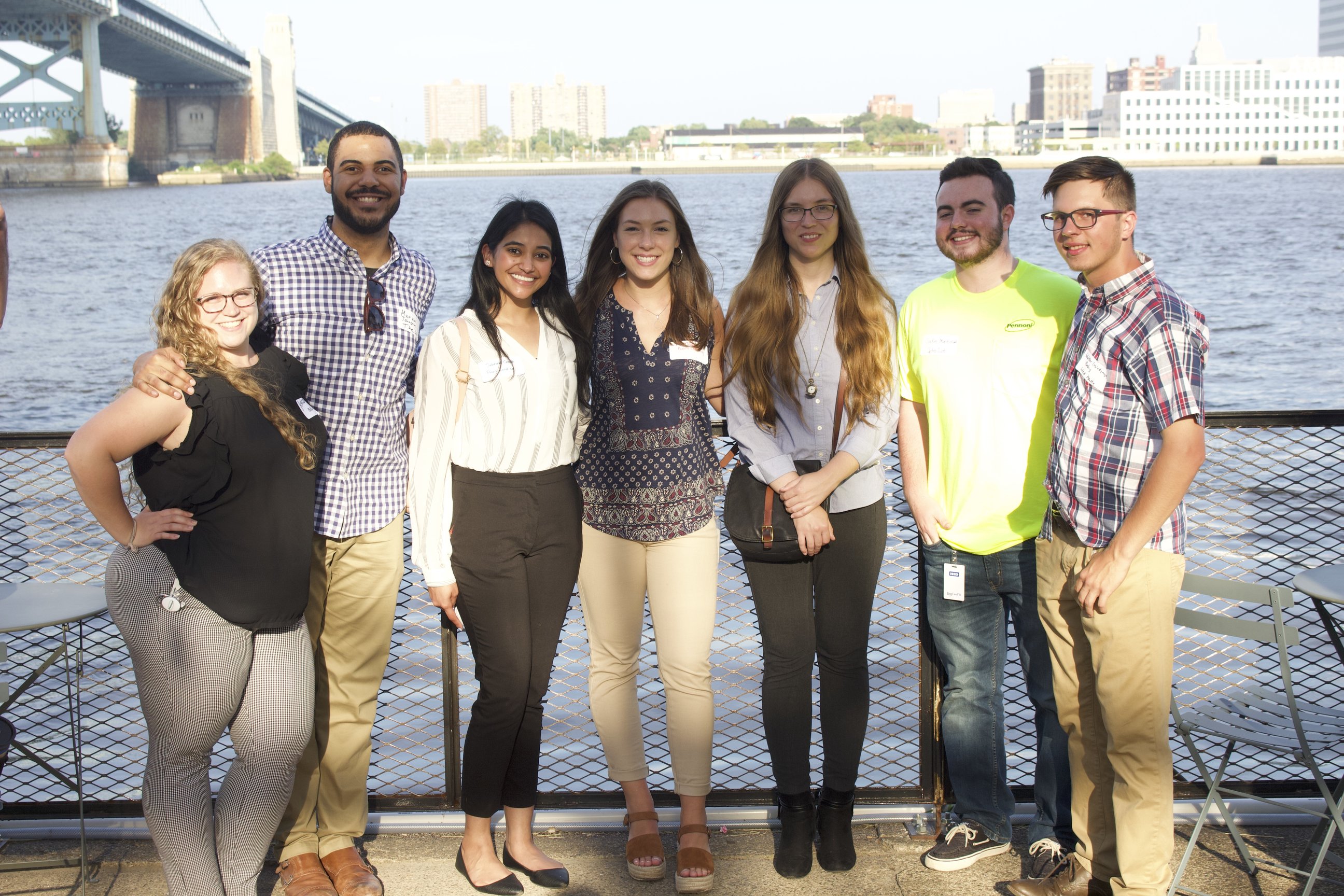 Philadelphia college students and interns pose during Campus Philly's 9th annual My Philly Summer event. Photo: Jensen Toussaint/AL DÍA News 
