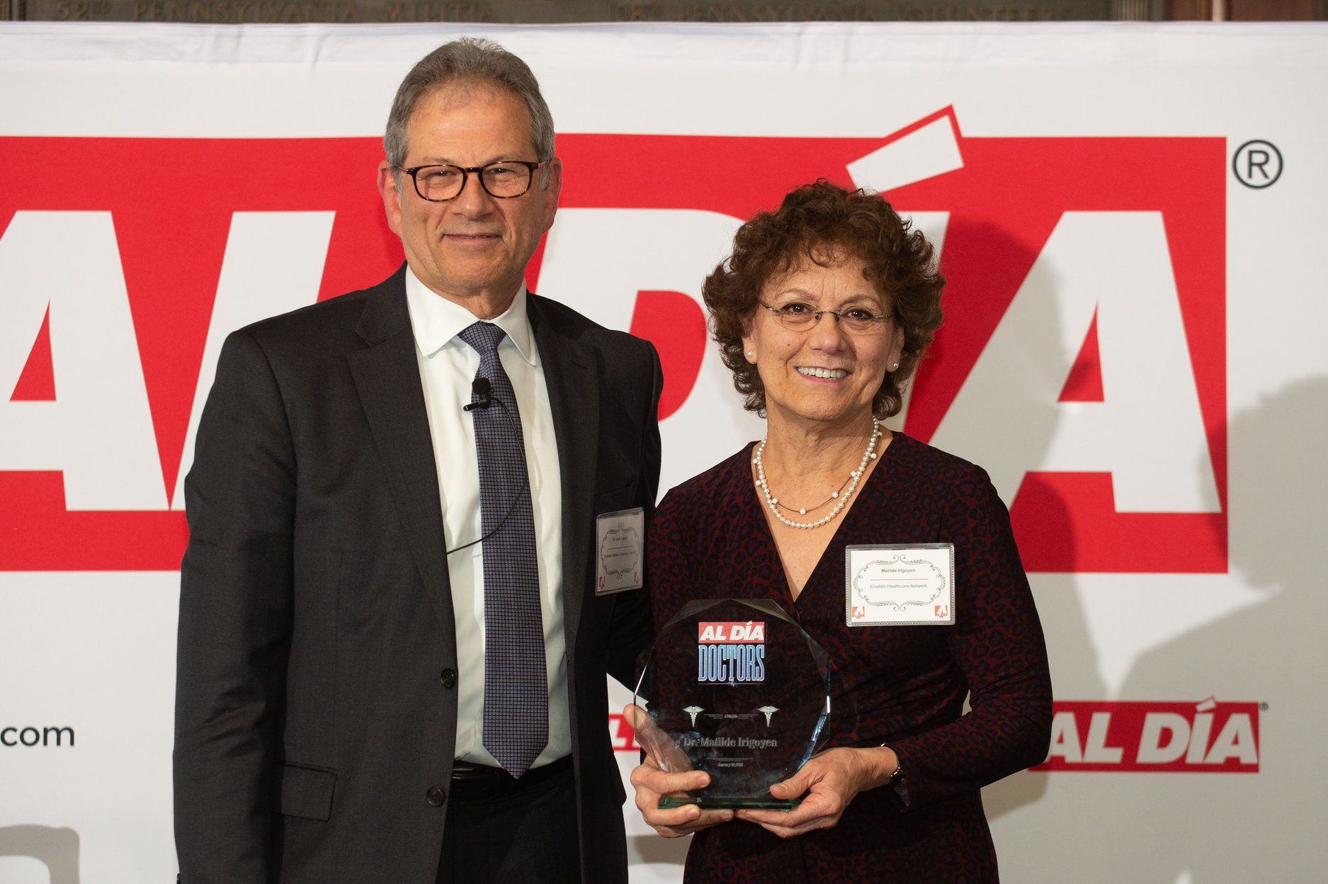 Dr. Matilde Irigoyen (right) with Dr. Jack Ludmir (left) at the AL DÍA Top Doctors Forum and Reception on Jan. 24. Photo: Todd Zimmermann / AL DÍA News