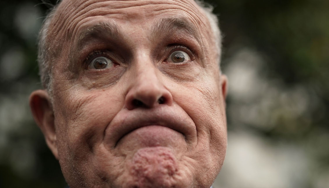 WASHINGTON, DC - MAY 30: Rudy Giuliani, former New York City mayor and current lawyer for U.S. President Donald Trump, speaks to members of the media during a White House Sports and Fitness Day at the South Lawn of the White House May 30, 2018 in Washington, DC. (Photo by Alex Wong / Getty Images)