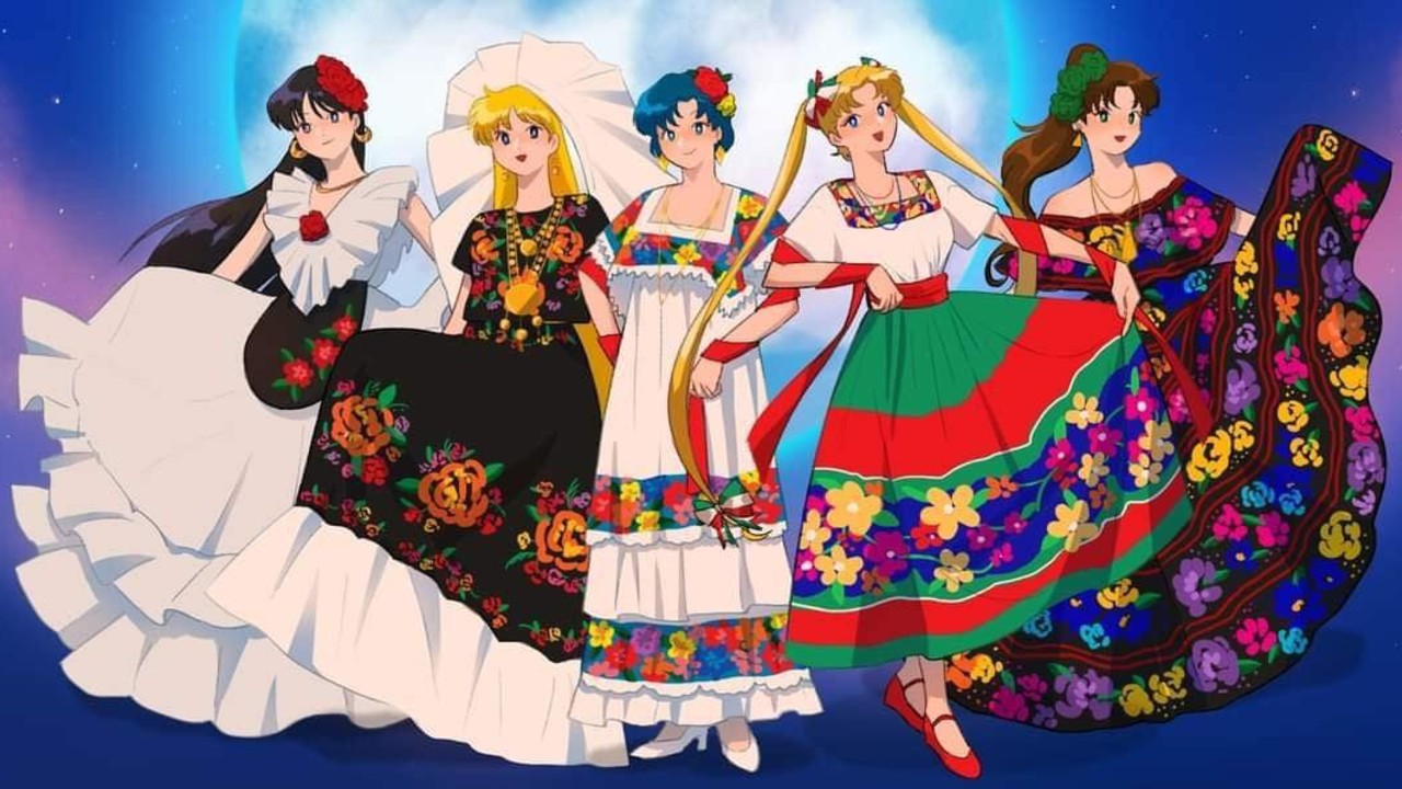 Sailor Moon con trajes mexicanos. Ilustraciones para GoGo Catrina. Artista: @choo.seok