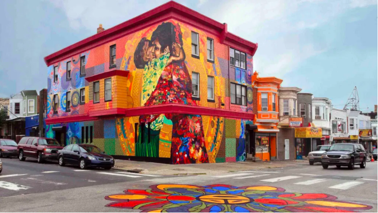 Besty Casañas' "Aqui, Se Respira Lucha" mural from 2013 on Front Street between Allegheny and Westmoreland. 