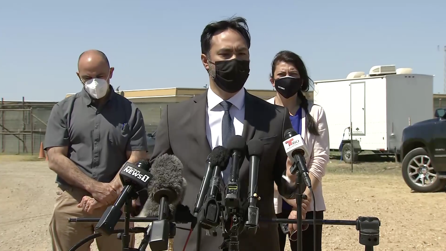 Rep. Joaquin Castro led a Congressional delegation to the Carrizo Springs Office of Refugee Resettlement facility for unaccompanied children in Texas. Photo: Twitter