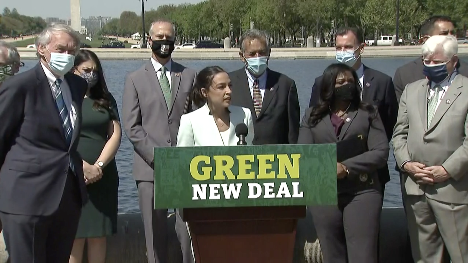 “It’s Green New Deal Week,” Rep. AOC wrote on Twitter, outlining the bills that she would be introducing this week. Photo: Sen. Ed Markey Facebook
