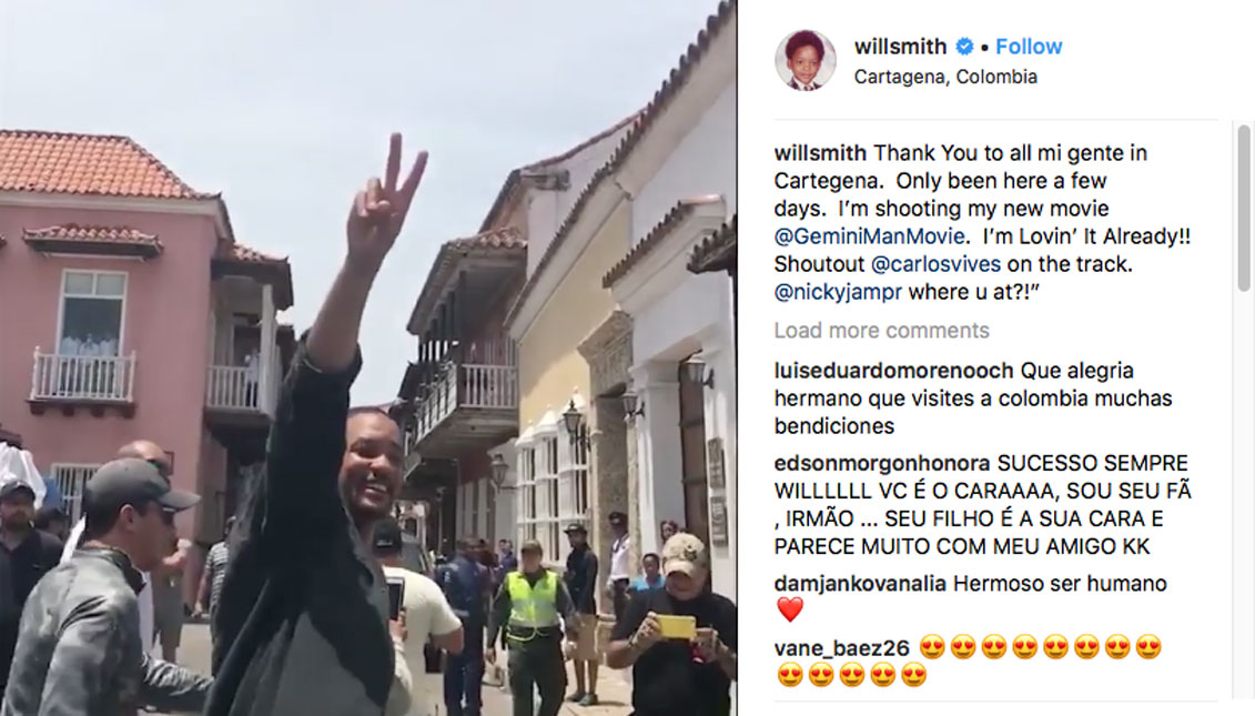 Will Smith en Cartagena. Tomado de su cuenta en Instagram.