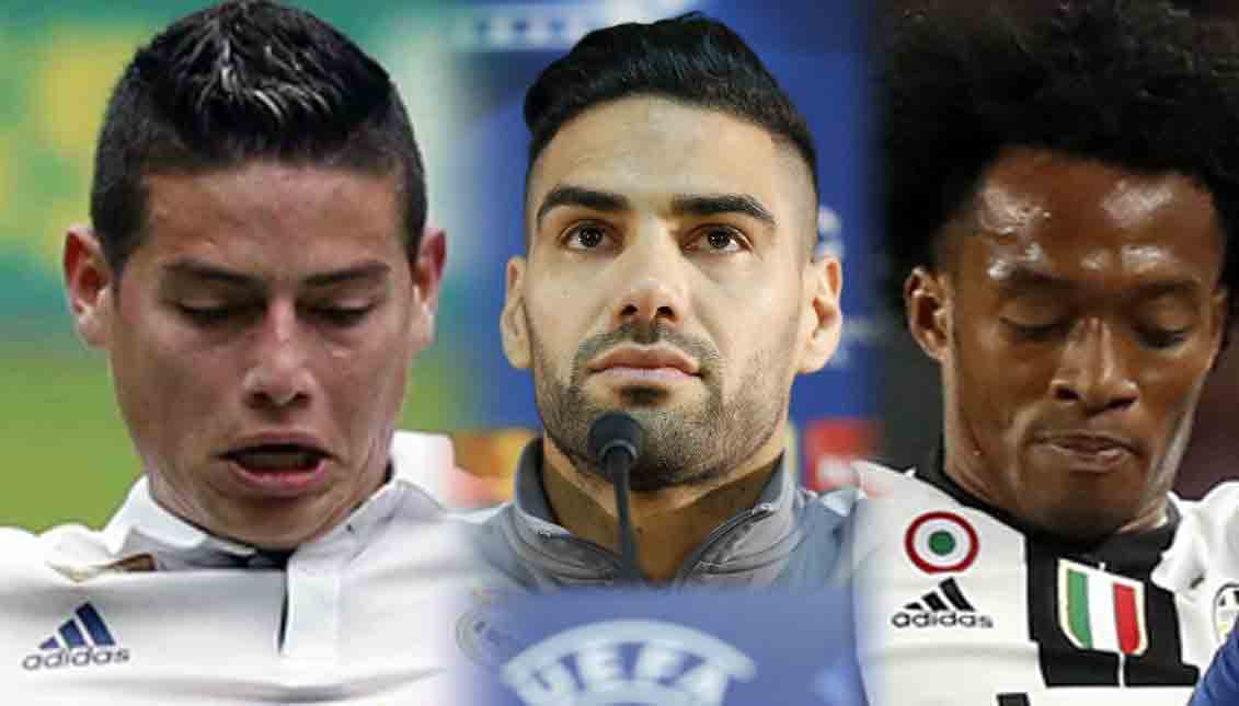 James Rodríguez, Radamel Falcao y Juan Cuadrado se enfrentarán en las finales de la UEFA a principio de Mayo. Fotos: EFE