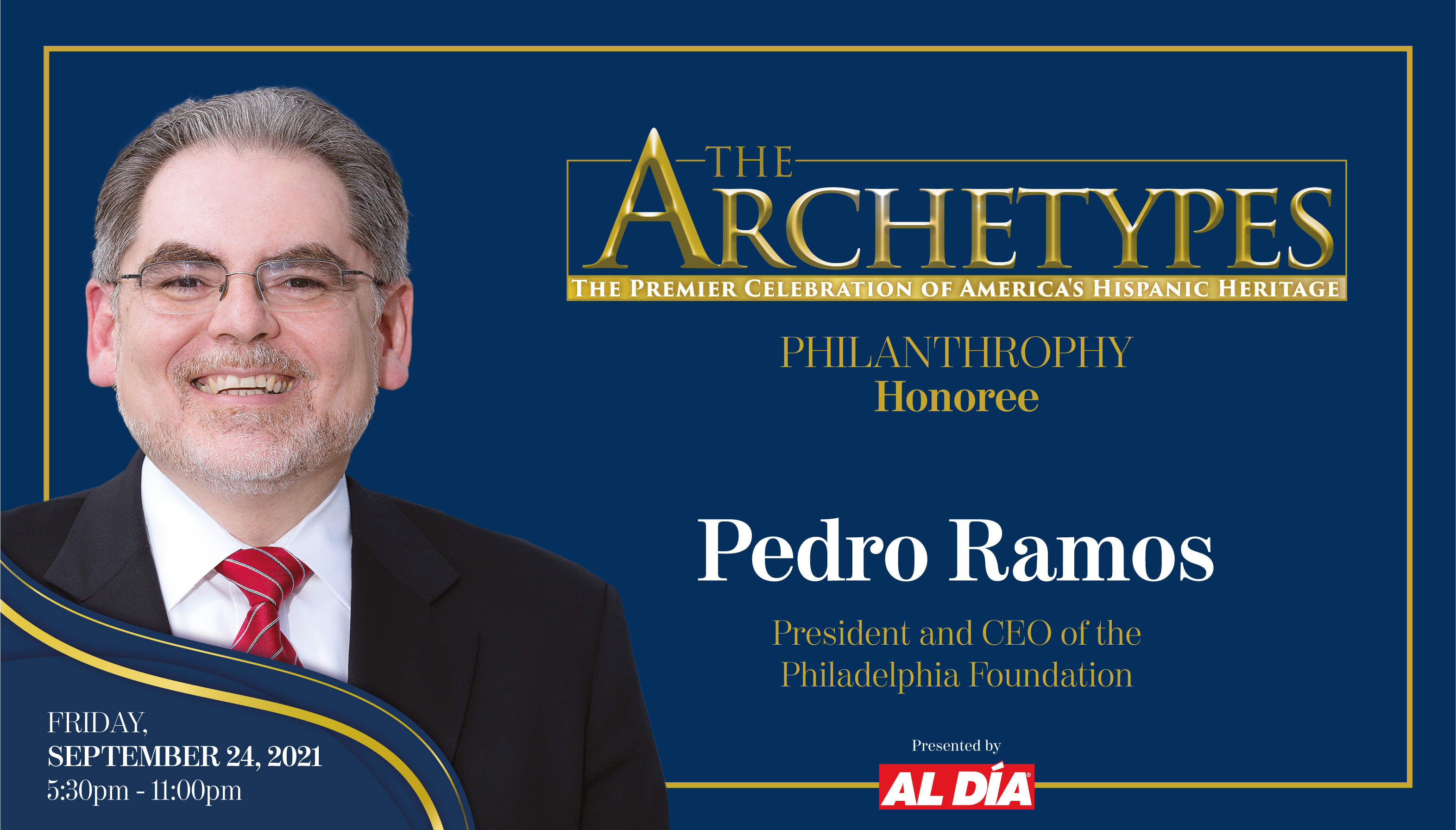 Pedro Ramos, President & CEO of the Philadelphia Foundation, will be a 2021 Ambassador Manuel Torres Award recipient. Graphic: Maybeth Peralta/AL DÍA News. 