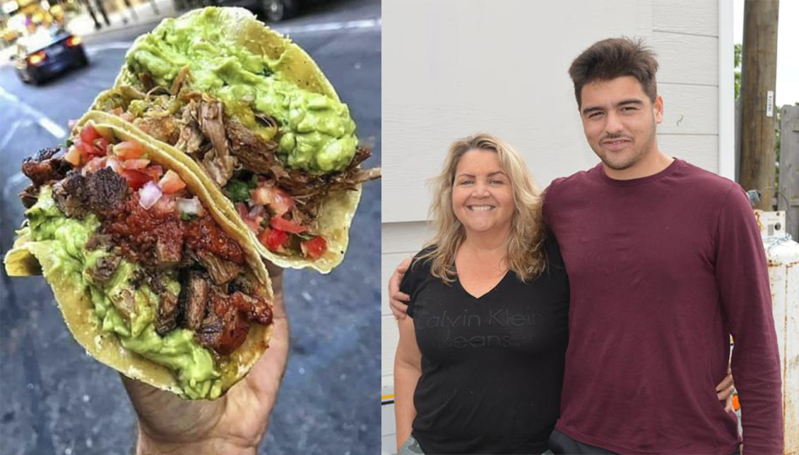 Claudia Pérez Vega y su hijo Álex Frango, dos emprendedores del taco. Photo: Dave Stewart/The Guardian/ Twitter
