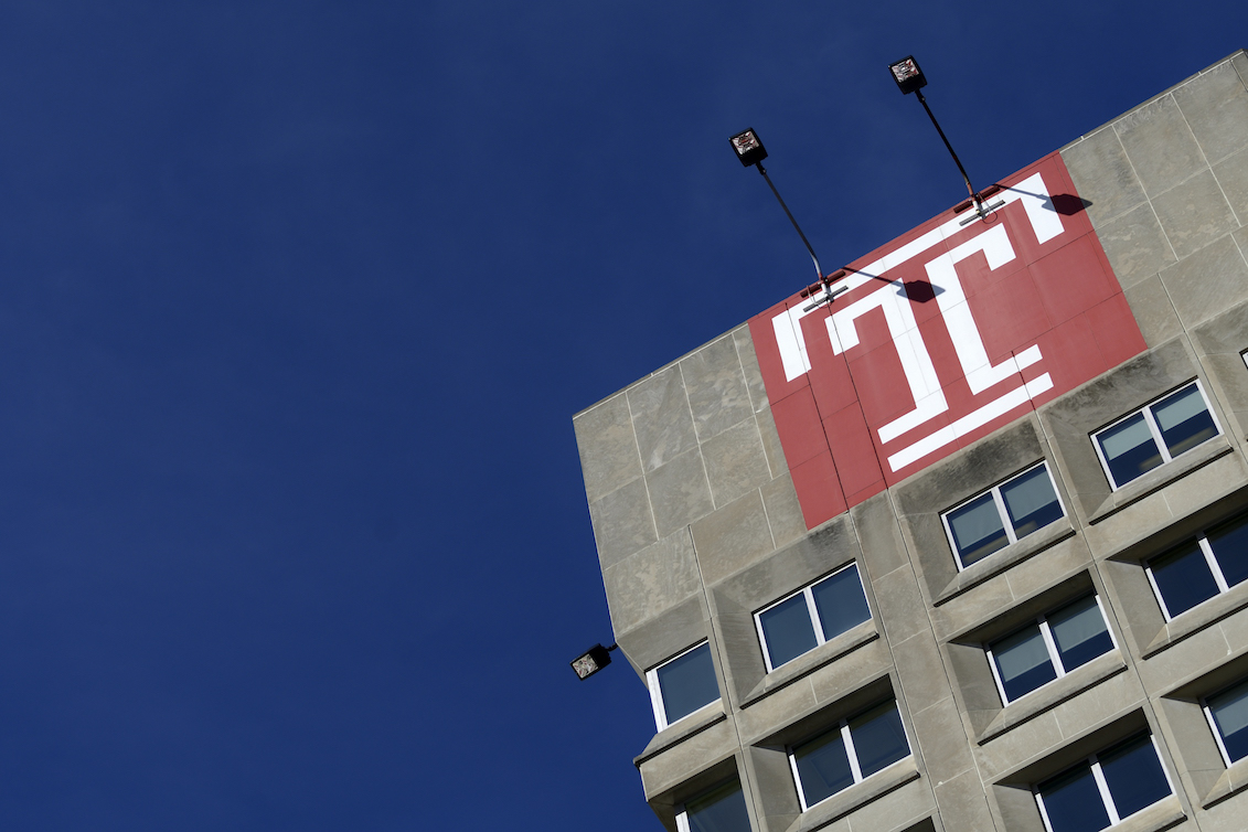 Logo of Temple University in Philadelphia. Photo: Bastiaan Slabbers/NurPhoto via Getty Images.