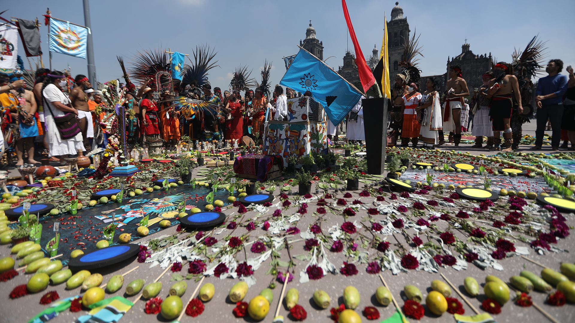 Celebration of the 696th anniversary of Tenochtitlán. Courtesy of Efe.