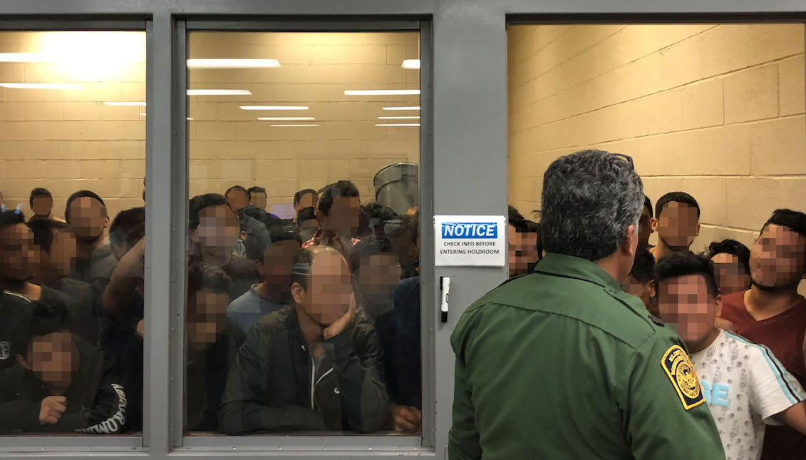 MCALLEN, TX - JUNE 10: In this handout photo provided by the Office of Inspector General, adult males are detained in a cell with standing room only, as observed by OIG at U.S. Border Patrol McAllen Station on June 10, 2019, in McAllen, Texas. (Photo by Office of Inspector General/Department of Homeland Security via Getty Images)