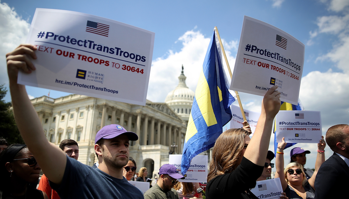 A demonstration against the prohibition of transgender military service on July 26, 2017, in Washington. Archive of Austin Sullivan/Getty Images