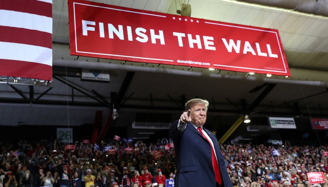 President Donald Trump held the first rally of his 2020 re-election campaign Monday at the El Paso County Coliseum while possible Democratic challenger Beto O'Rourke hosted a competing rally across the street.  REUTERS/Leah Millis