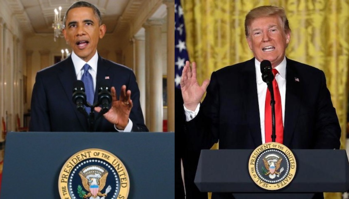 (Right) Former President Barack Obama. (Left) President Donald Trump. Both leaders have been questioned for their measures of detention and deportation of immigrants, but the facts have shown that they are not comparable.