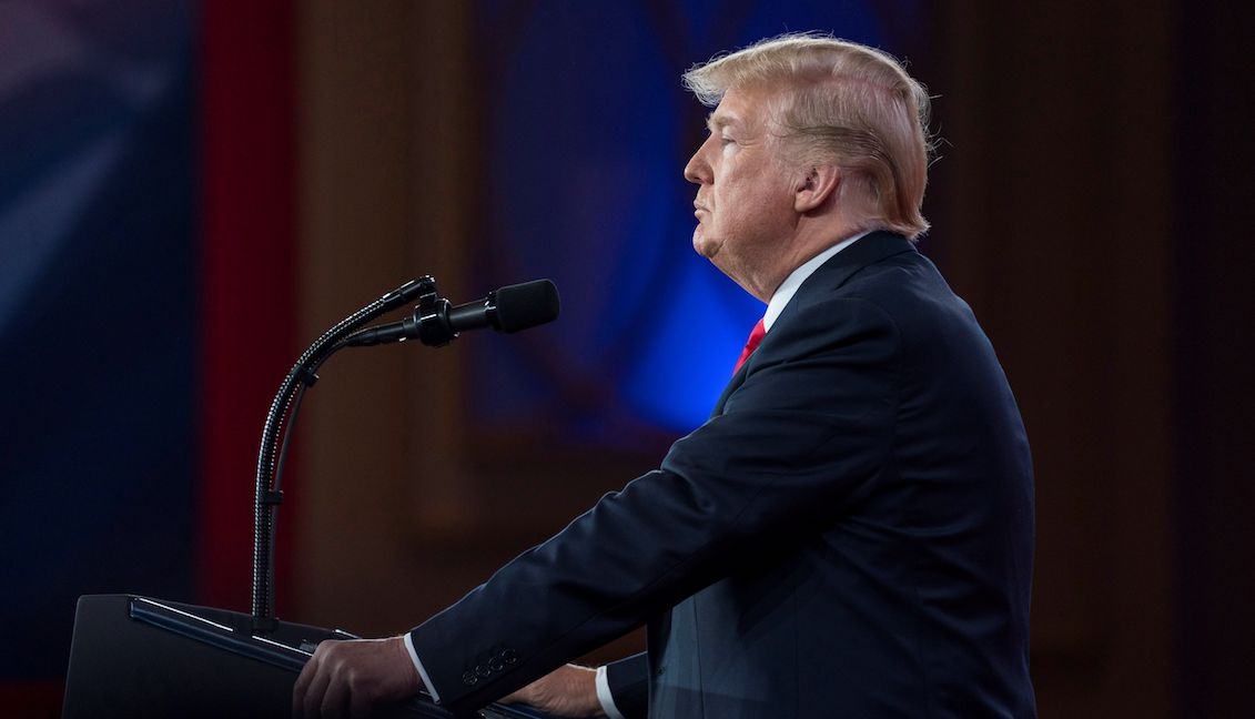 US President Donald J. Trump delivers his speech during the 45th Annual Conference of Conservative Political Action (CPAC) at the Gaylord National Resort & Convention Center in National Harbor, Maryland (United States) on February 23, 2018. EFE / Jim Lo Scalzo