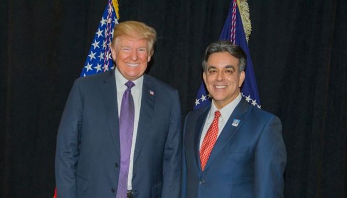 President Trump poses with Héctor V. Barreto, director of The Latino Coalition, at his Legislative Summit on March 7. Source: https://www.thelatinocoalition.com