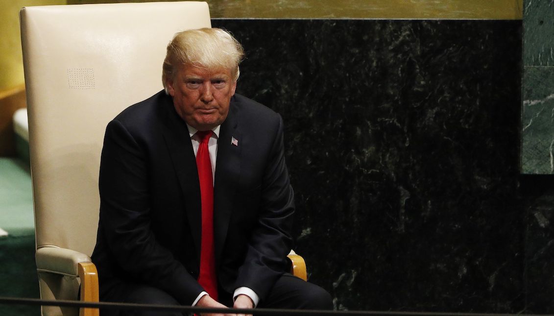 El presidente estadounidense, Donald Trump, durante la sesión de apertura del debate de alto nivel de la Asamblea General de Naciones Unidas, en la sede de la ONU en Nueva York. EFE/JUSTIN LANE