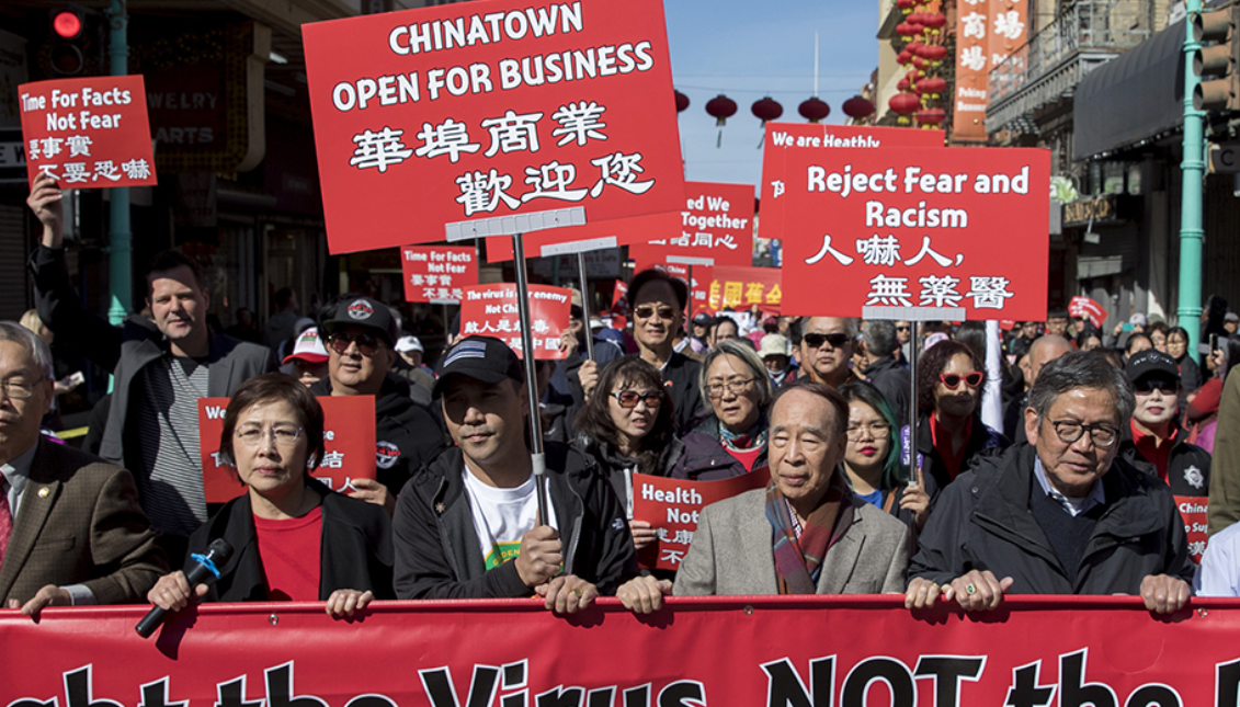 Protesters in February 2021. Photo: San Francisco Chronicle/Hearst Newspapers